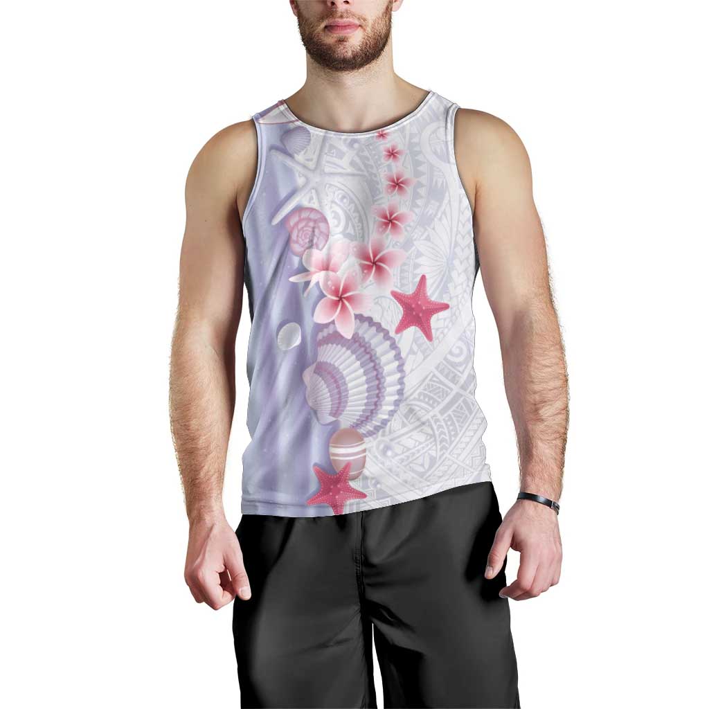 Purple Plumeria Sea Shell Men Tank Top Starfish Polynesian Pattern - Polynesian Pride
