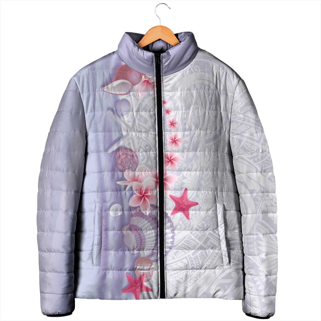 Purple Plumeria Sea Shell Padded Jacket Starfish Polynesian Pattern - Polynesian Pride