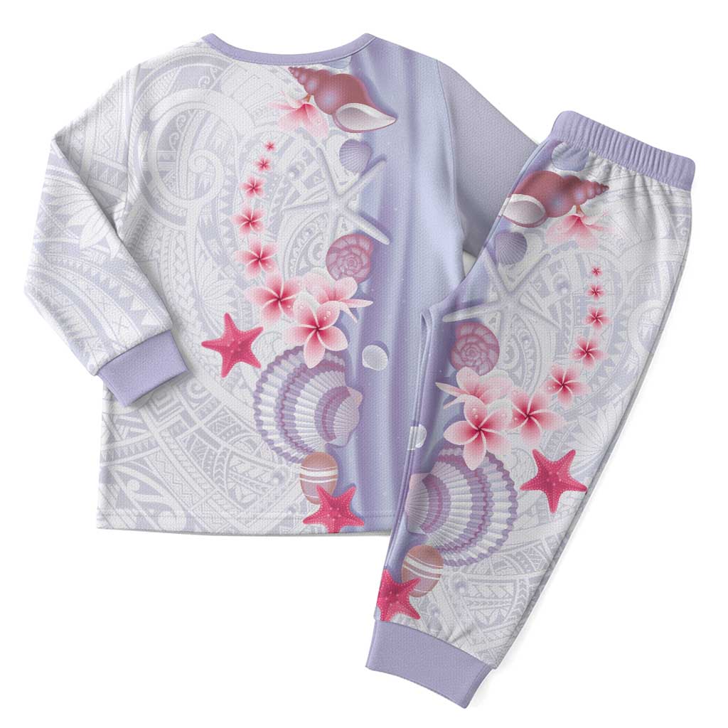 Purple Plumeria Sea Shell Christmas Pajama Set Starfish Polynesian Pattern - Polynesian Pride
