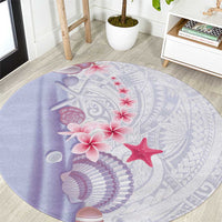 Purple Plumeria Sea Shell Round Carpet Starfish Polynesian Pattern - Polynesian Pride
