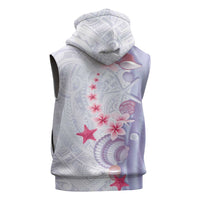 Purple Plumeria Sea Shell Sleeveless Hoodie Starfish Polynesian Pattern - Polynesian Pride