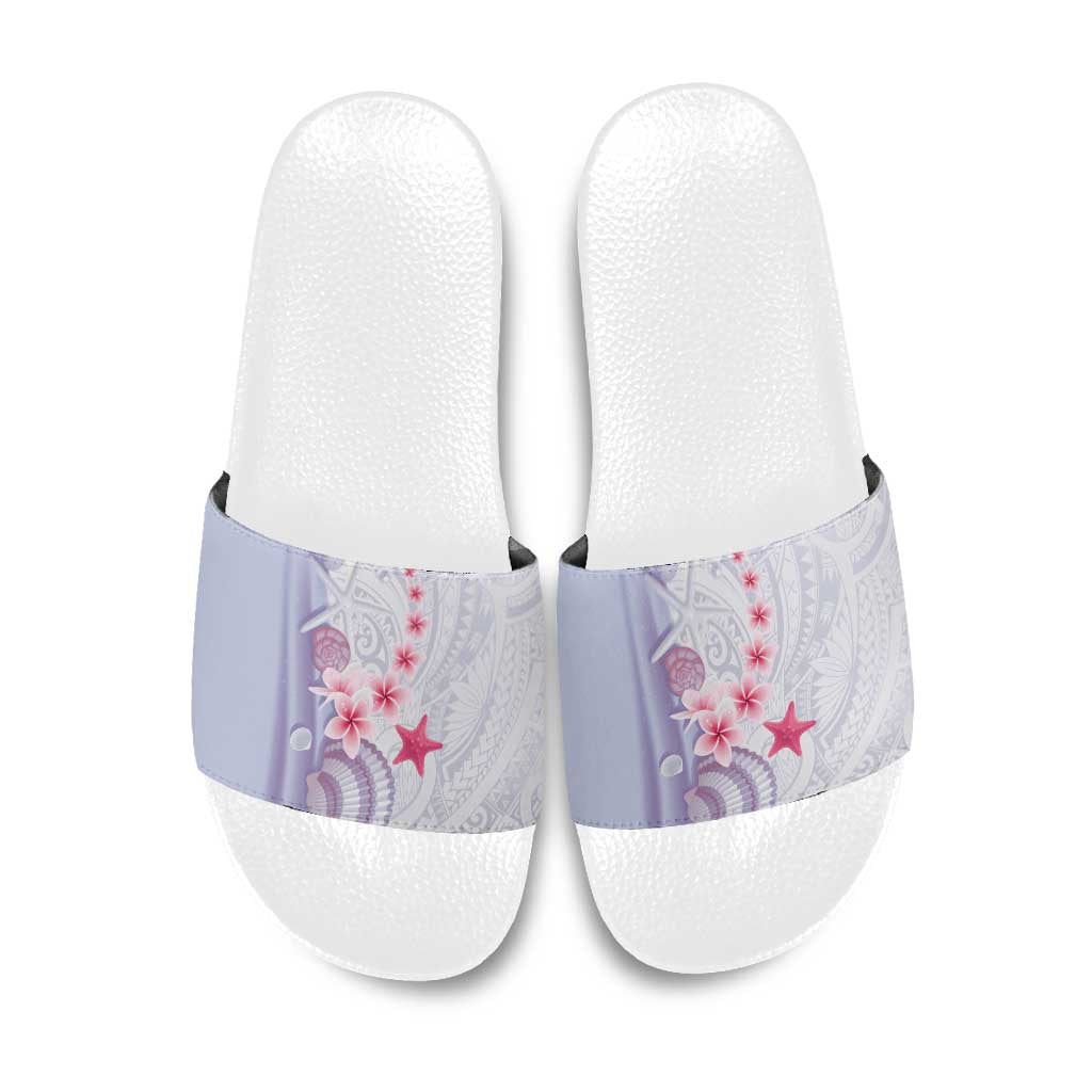 Purple Plumeria Sea Shell Slide Sandals Starfish Polynesian Pattern LT01 Purple - Polynesian Pride