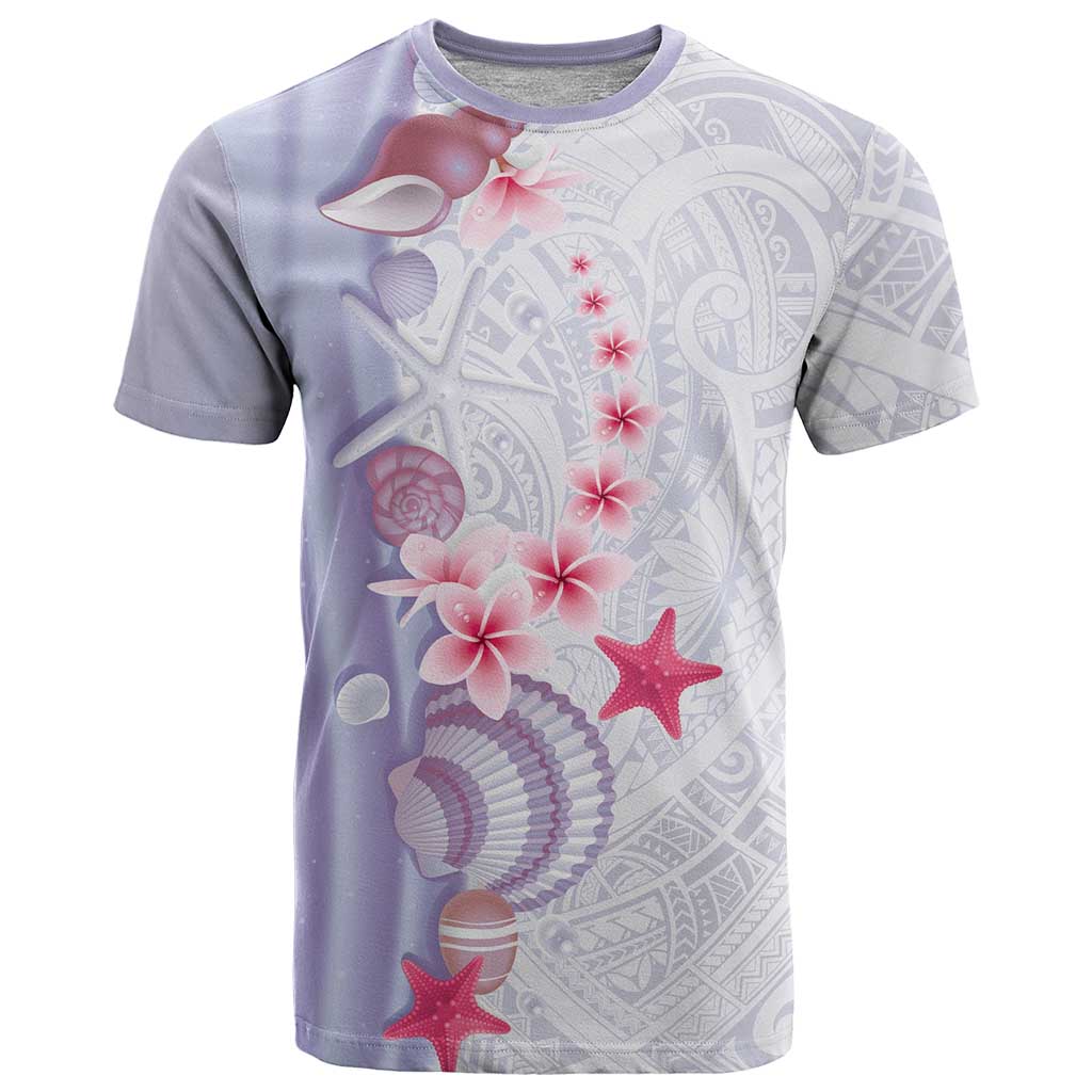 Purple Plumeria Sea Shell T Shirt Starfish Polynesian Pattern - Polynesian Pride