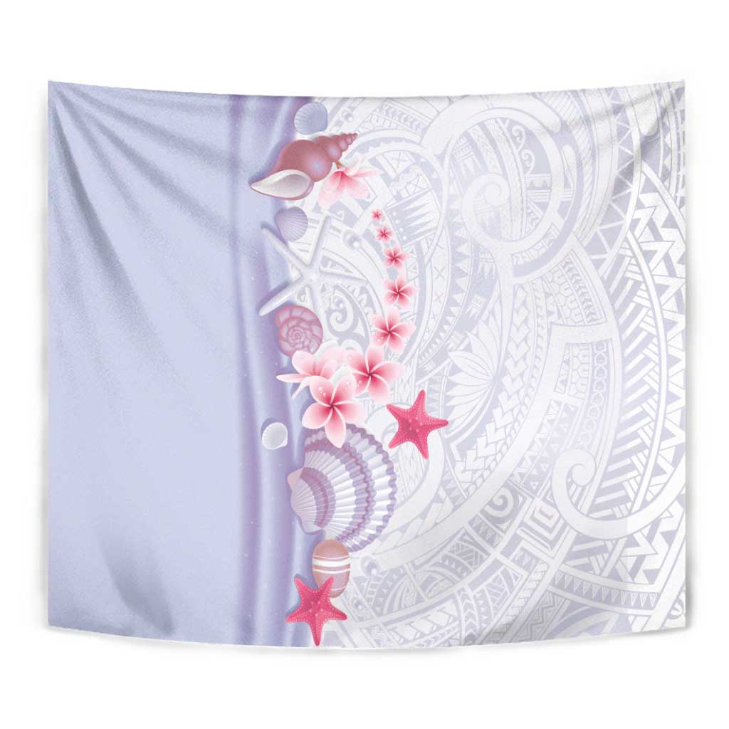 Purple Plumeria Sea Shell Tapestry Starfish Polynesian Pattern - Polynesian Pride