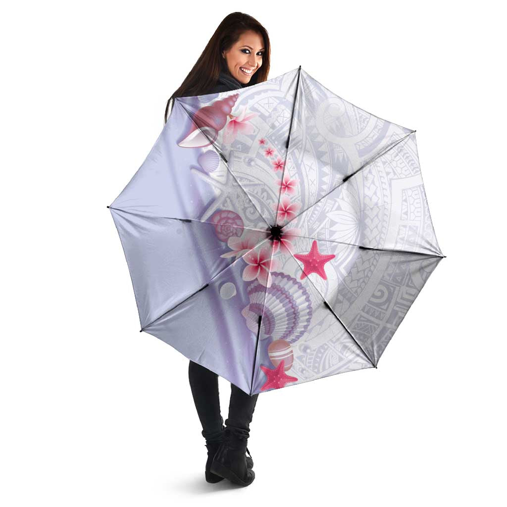 Purple Plumeria Sea Shell Umbrella Starfish Polynesian Pattern - Polynesian Pride