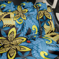 Plumeria Polynesian Pattern Back Car Seat Cover Unique Fantasy Blue Yellow