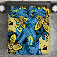Plumeria Polynesian Pattern Bedding Set Unique Fantasy Blue Yellow