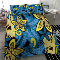 Plumeria Polynesian Pattern Bedding Set Unique Fantasy Blue Yellow