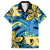 Plumeria Polynesian Pattern Family Matching Off The Shoulder Long Sleeve Dress and Hawaiian Shirt Unique Fantasy Blue Yellow