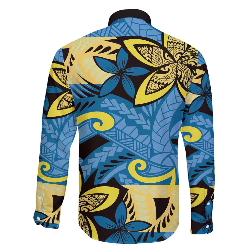 Plumeria Polynesian Pattern Family Matching Puletasi and Hawaiian Shirt Unique Fantasy Blue Yellow LT01 - Polynesian Pride