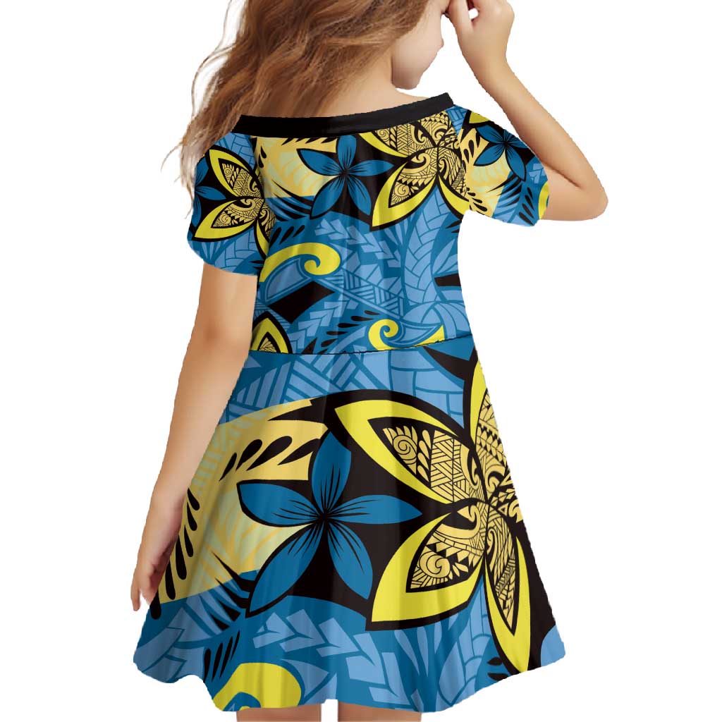 Plumeria Polynesian Pattern Family Matching Summer Maxi Dress and Hawaiian Shirt Unique Fantasy Blue Yellow LT01 - Polynesian Pride