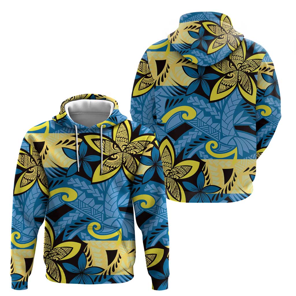 Plumeria Polynesian Pattern Hoodie Unique Fantasy Blue Yellow LT01 - Polynesian Pride