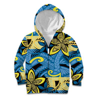Plumeria Polynesian Pattern Kid Hoodie Unique Fantasy Blue Yellow