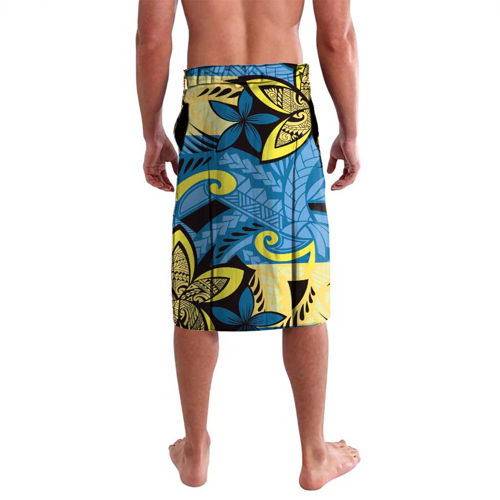 Plumeria Polynesian Pattern Lavalava Unique Fantasy Blue Yellow