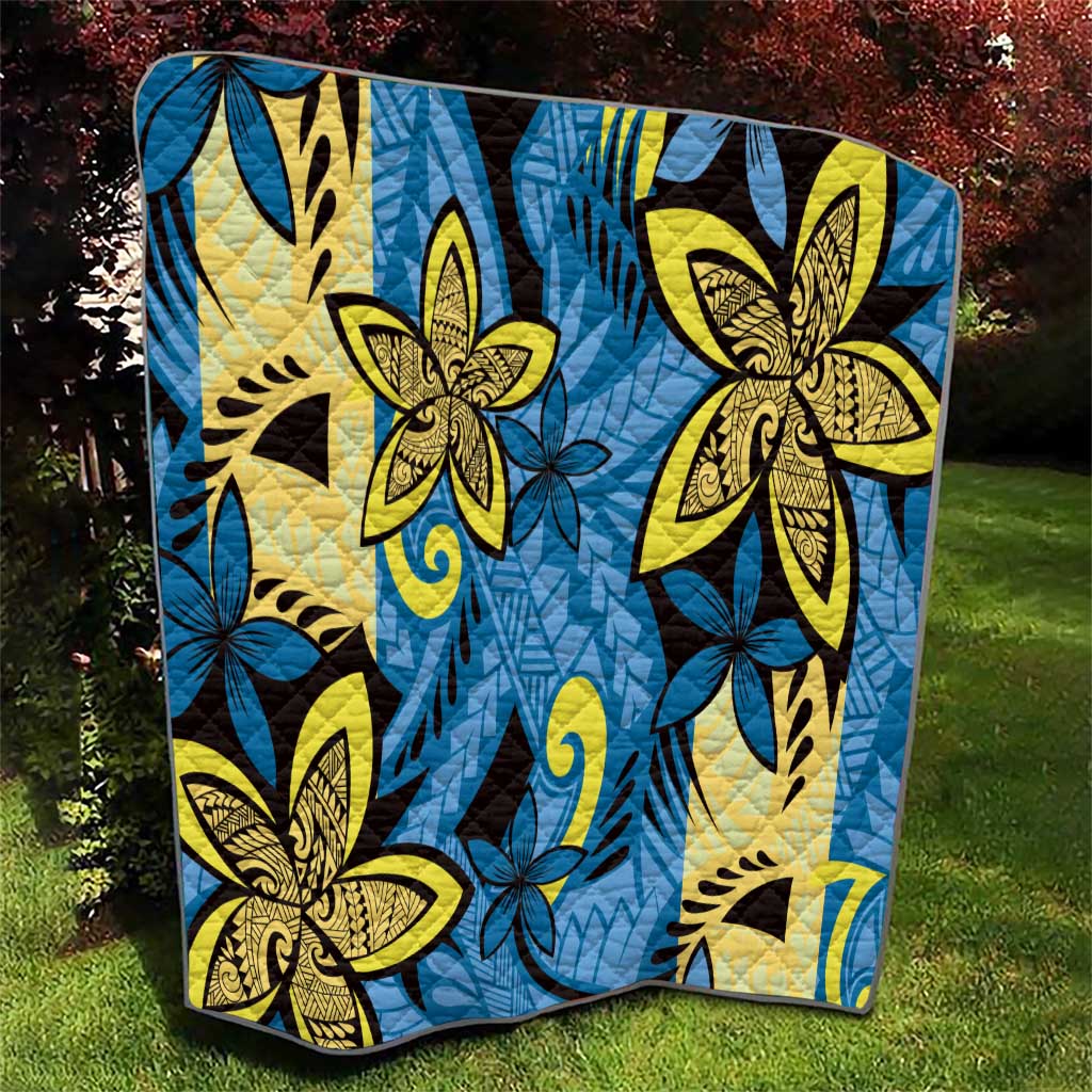 Plumeria Polynesian Pattern Quilt Unique Fantasy Blue Yellow LT01 - Polynesian Pride