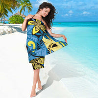 Plumeria Polynesian Pattern Sarong Unique Fantasy Blue Yellow LT01 - Polynesian Pride