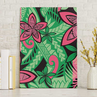 Plumeria Polynesian Pattern Canvas Wall Art Unique Fantasy Green Pink