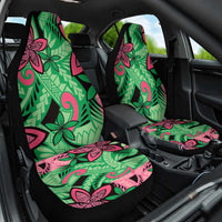 Plumeria Polynesian Pattern Car Seat Cover Unique Fantasy Green Pink