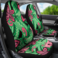 Plumeria Polynesian Pattern Car Seat Cover Unique Fantasy Green Pink