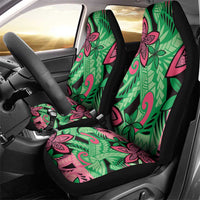 Plumeria Polynesian Pattern Car Seat Cover Unique Fantasy Green Pink