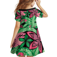 Plumeria Polynesian Pattern Family Matching Mermaid Dress and Hawaiian Shirt Unique Fantasy Green Pink
