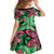 Plumeria Polynesian Pattern Family Matching Off The Shoulder Long Sleeve Dress and Hawaiian Shirt Unique Fantasy Green Pink