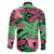 Plumeria Polynesian Pattern Family Matching Off The Shoulder Long Sleeve Dress and Hawaiian Shirt Unique Fantasy Green Pink