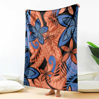 Plumeria Polynesian Pattern Blanket Unique Fantasy Orange Blue