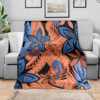 Plumeria Polynesian Pattern Blanket Unique Fantasy Orange Blue