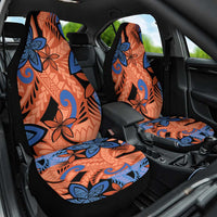 Plumeria Polynesian Pattern Car Seat Cover Unique Fantasy Orange Blue