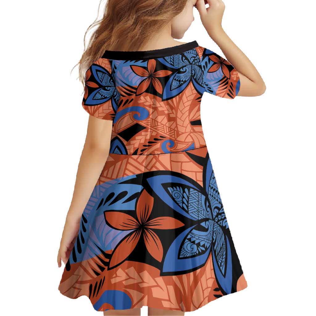 Plumeria Polynesian Pattern Family Matching Mermaid Dress and Hawaiian Shirt Unique Fantasy Orange Blue