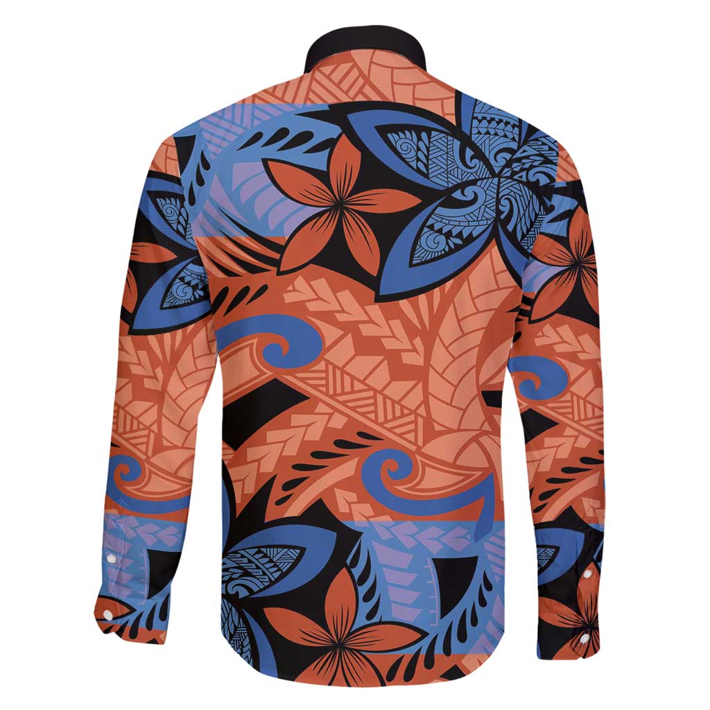 Plumeria Polynesian Pattern Family Matching Mermaid Dress and Hawaiian Shirt Unique Fantasy Orange Blue