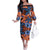 Plumeria Polynesian Pattern Family Matching Off The Shoulder Long Sleeve Dress and Hawaiian Shirt Unique Fantasy Orange Blue