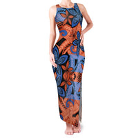 Plumeria Polynesian Pattern Family Matching Tank Maxi Dress and Hawaiian Shirt Unique Fantasy Orange Blue LT01 Mom's Dress Orange - Polynesian Pride