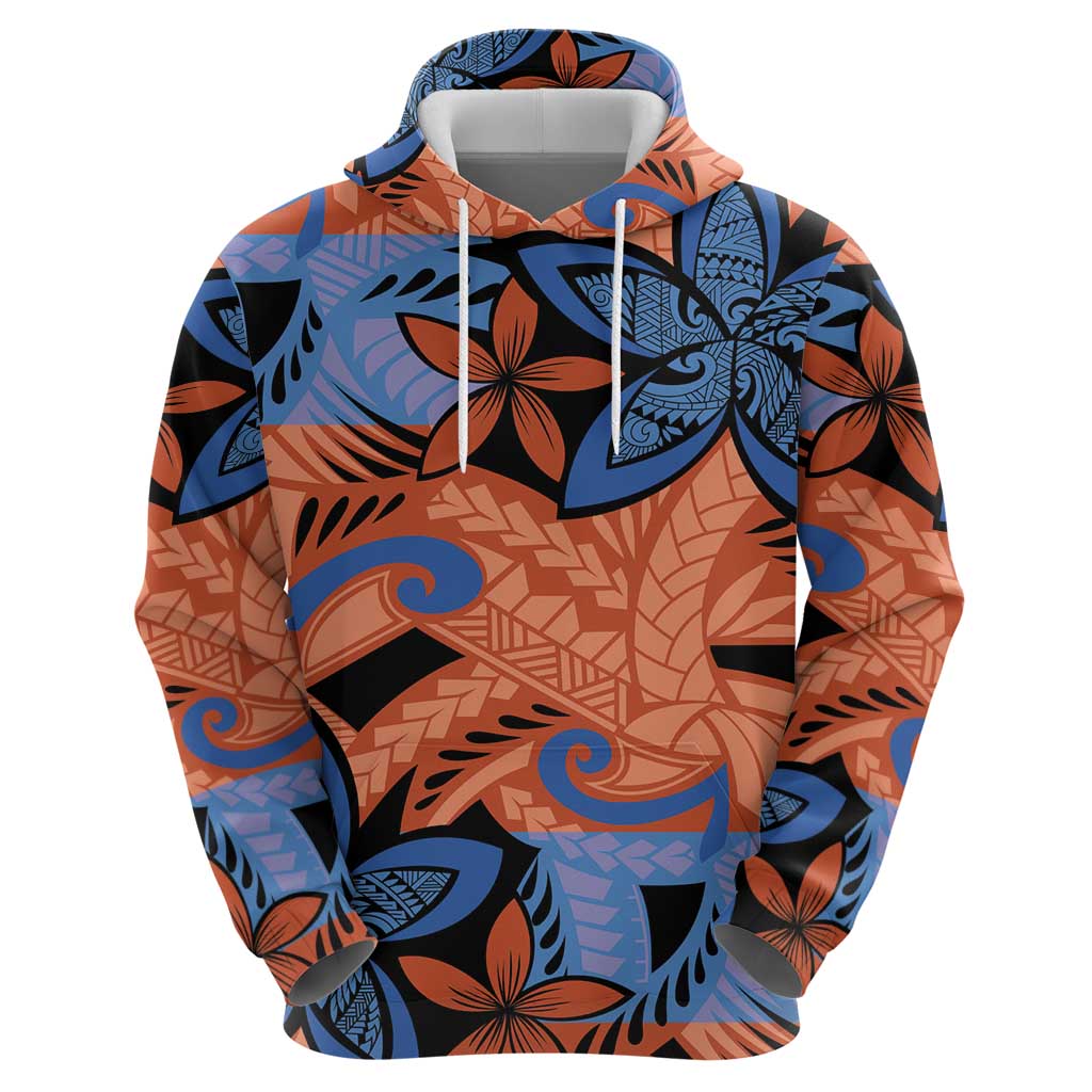 Plumeria Polynesian Pattern Hoodie Unique Fantasy Orange Blue LT01 - Polynesian Pride