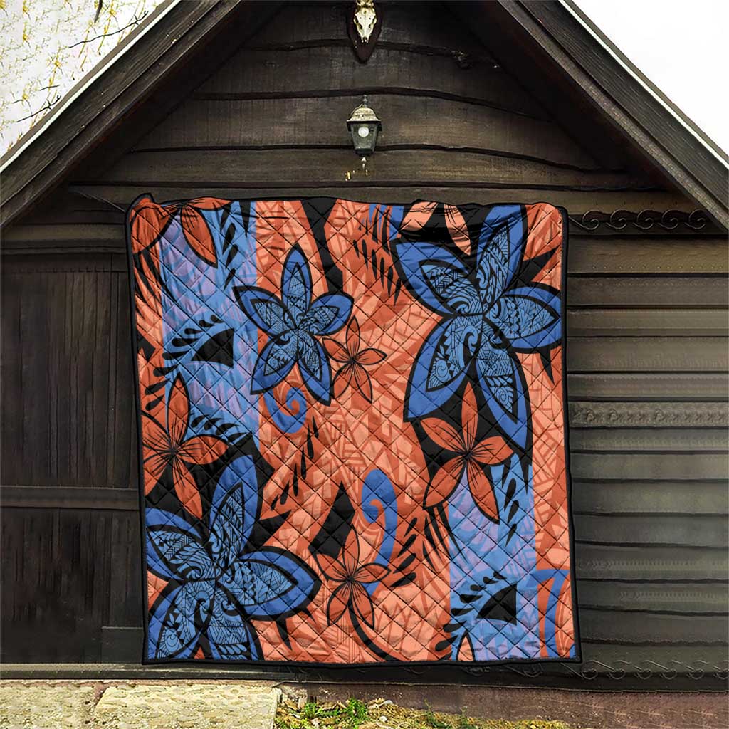 Plumeria Polynesian Pattern Quilt Unique Fantasy Orange Blue LT01 - Polynesian Pride