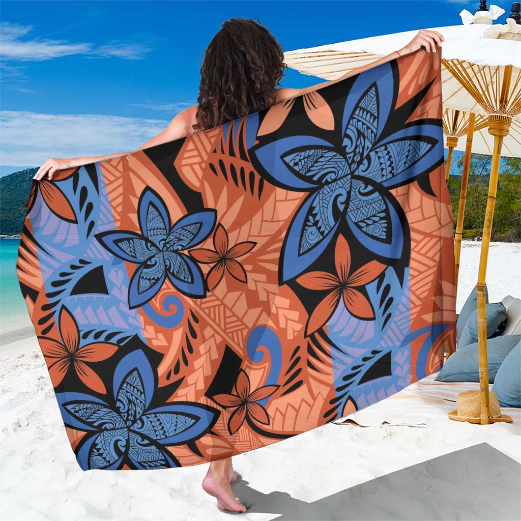 Plumeria Polynesian Pattern Sarong Unique Fantasy Orange Blue LT01 One Size 44 x 66 inches Orange - Polynesian Pride