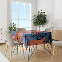 Plumeria Polynesian Pattern Tablecloth Unique Fantasy Orange Blue
