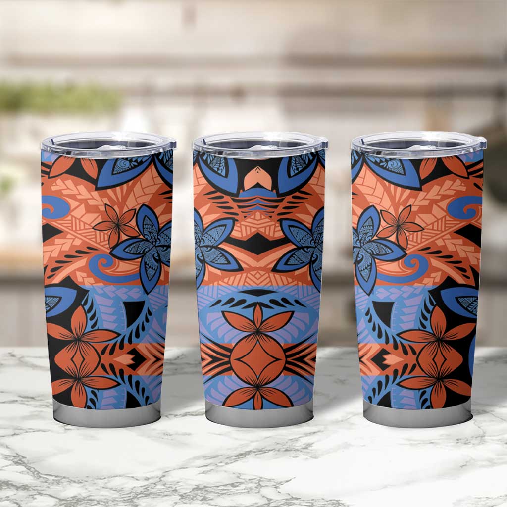 Plumeria Polynesian Pattern Tumbler Cup Unique Fantasy Orange Blue LT01 - Polynesian Pride