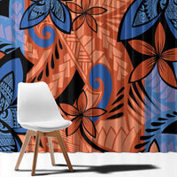 Plumeria Polynesian Pattern Window Curtain Unique Fantasy Orange Blue