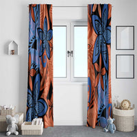 Plumeria Polynesian Pattern Window Curtain Unique Fantasy Orange Blue