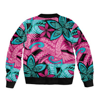 Plumeria Polynesian Pattern Bomber Jacket Unique Fantasy Pink Teal LT01 - Polynesian Pride