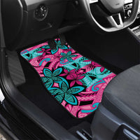 Plumeria Polynesian Pattern Car Mats Unique Fantasy Pink Teal