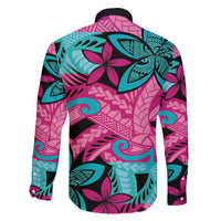 Plumeria Polynesian Pattern Family Matching Mermaid Dress and Hawaiian Shirt Unique Fantasy Pink Teal