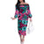 Plumeria Polynesian Pattern Family Matching Off The Shoulder Long Sleeve Dress and Hawaiian Shirt Unique Fantasy Pink Teal