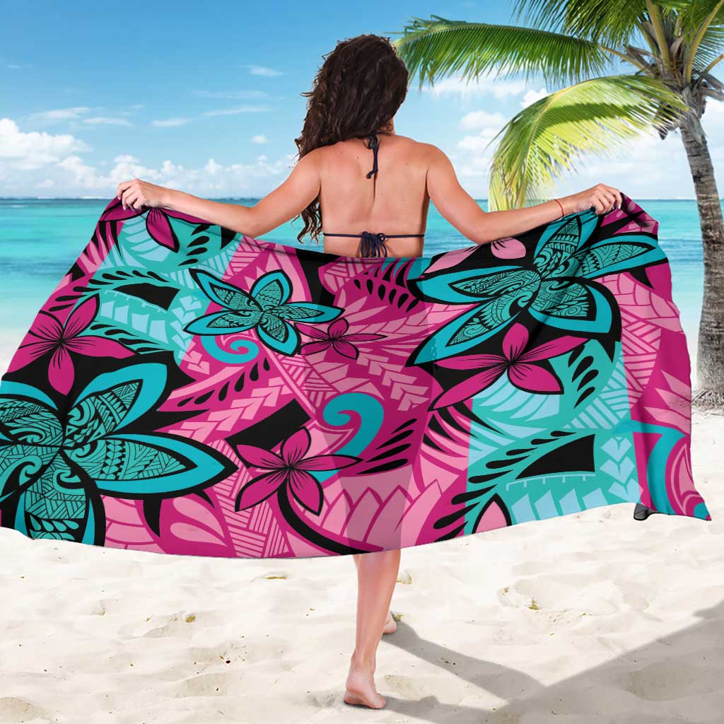 Plumeria Polynesian Pattern Sarong Unique Fantasy Pink Teal LT01 - Polynesian Pride