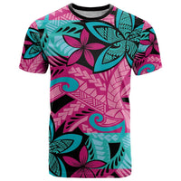 Plumeria Polynesian Pattern T Shirt Unique Fantasy Pink Teal LT01 Pink - Polynesian Pride