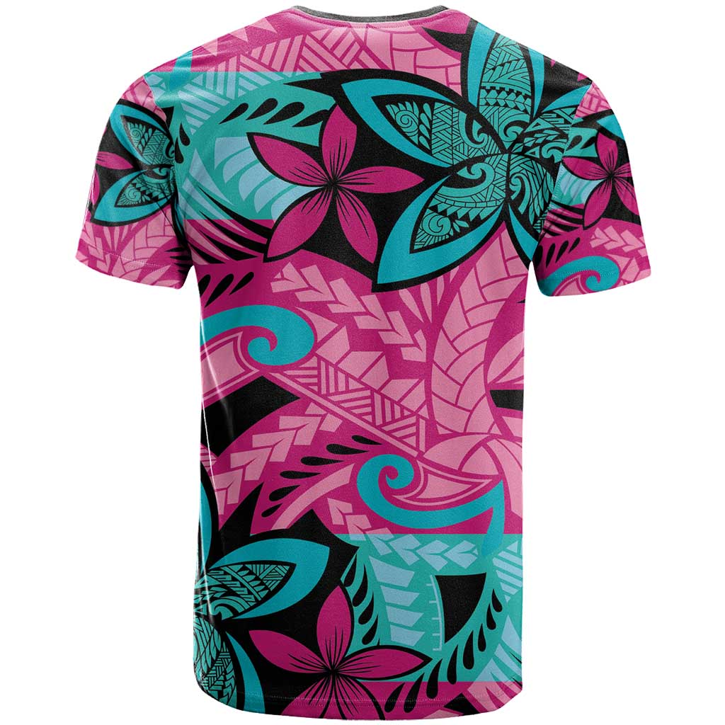 Plumeria Polynesian Pattern T Shirt Unique Fantasy Pink Teal LT01 - Polynesian Pride