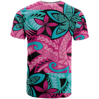 Plumeria Polynesian Pattern T Shirt Unique Fantasy Pink Teal LT01 - Polynesian Pride