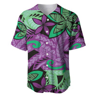 Plumeria Polynesian Pattern Baseball Jersey Unique Fantasy Purple Green LT01 Purple - Polynesian Pride